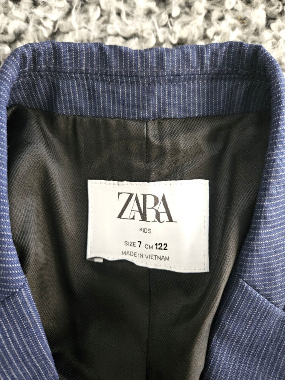 Zara Boys Classic Navy Blue Blazer Size 7 Youth S M Pinstripe Tailored Formal - Picture 3 of 14